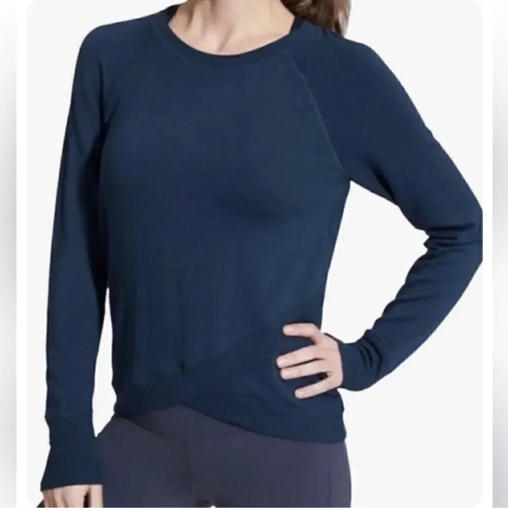 Athleta Criss Cross Sweatshirt Navy Blue M